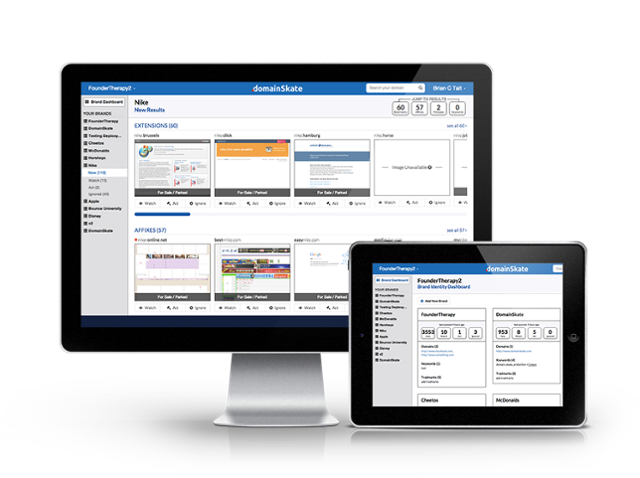 Domainskate dashboard on a screen